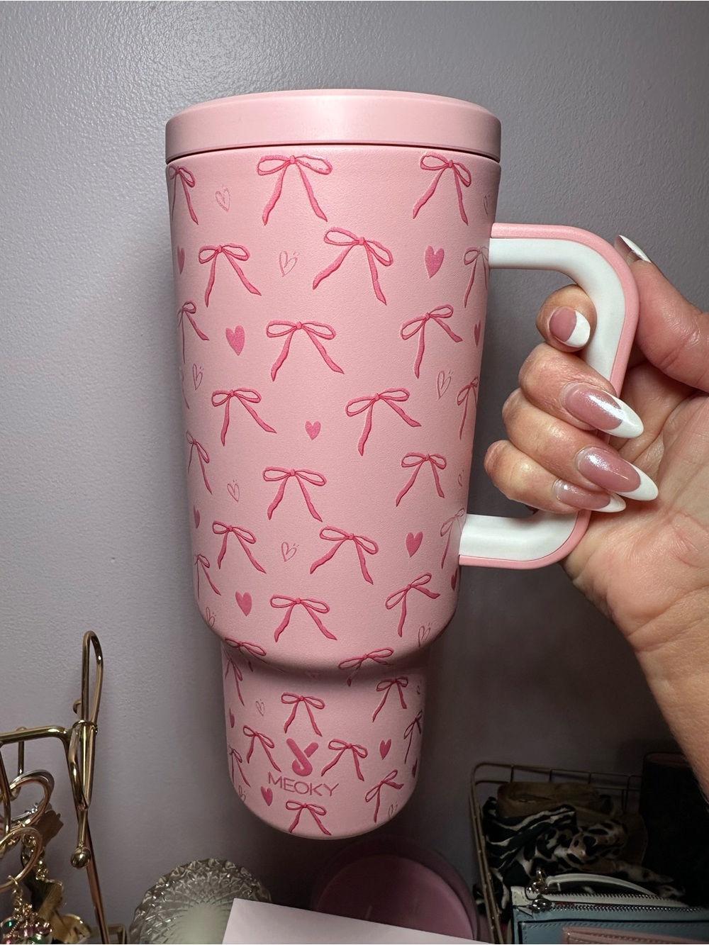 Pink Bow Tumbler never used